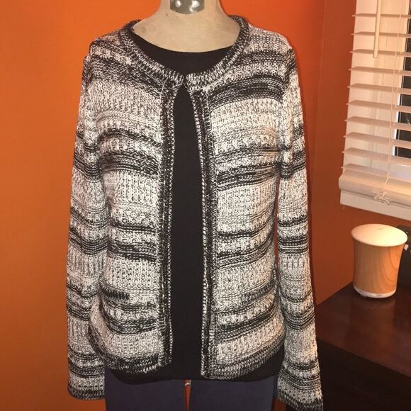 Romeo & Juliet Black & Ivory Open front cardigan - Picture 1 of 4